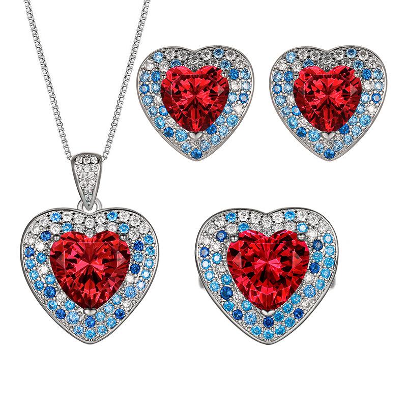 Набор украшений Орнаменты Сердце Океана Серьги Ожерелье Кольцо Женский Любовь Премиальный Чувство