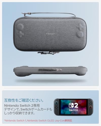 Spigen Switch 2 (2025) Чехол для переноски, вмещает 12 игровых карт, компактный и тонкий дизайн с ремешком, совместим с чехлом Classden 2 Switch 2 (AGP10197) (С
