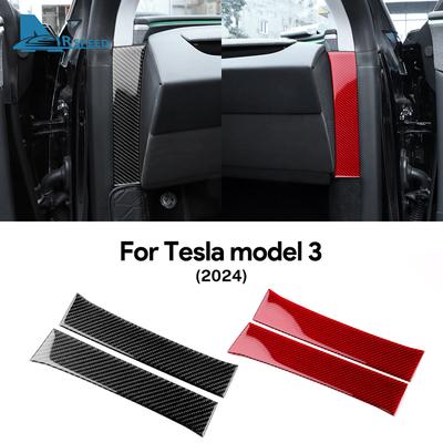 Настоящая мягкая карбоновая наклейка для Tesla Model 3 Highland 2024, Декор приборной панели автомобиля с обеих сторон, Аксессуары для отделки салона.