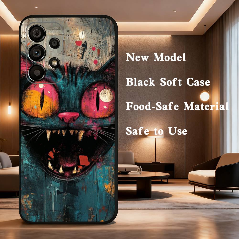 Чехол для телефона 'Art Formula Cat Graffiti' Мягкий черный защитный чехол для Samsung Galaxy A32, A10, A71, A11, A12, A13, A31, Note 10 и др.