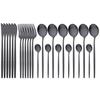 24pcs Black Cutlery Set Dinner Knives Fork Tea Spoon Dinnerware Matte Stainless Steel Tableware Flatware Kitchen Silverware Set