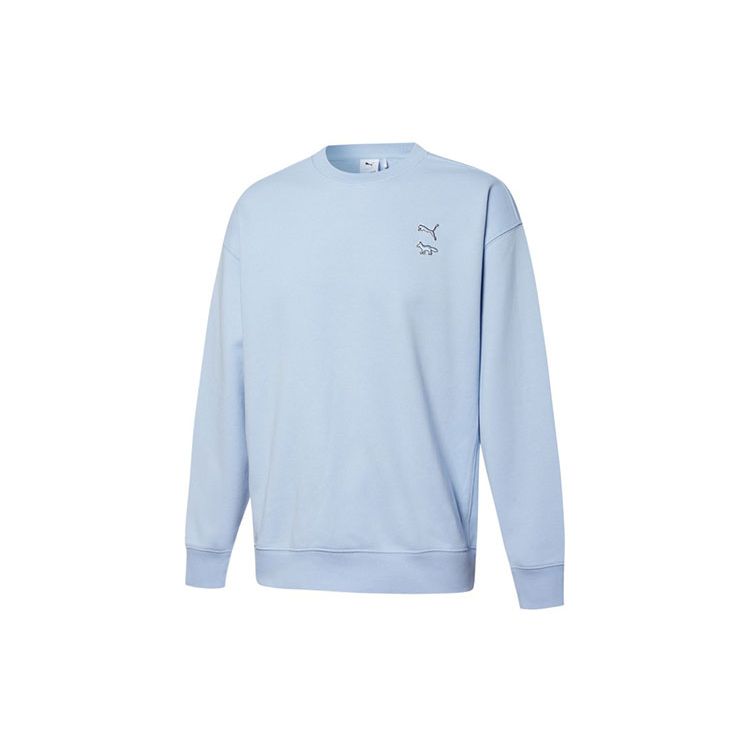Puma X Maison Kitsune Повседневная спортивная дышащая вязаная толстовка с круглым вырезом Топы унисекс Небесно-голубой 532324-92