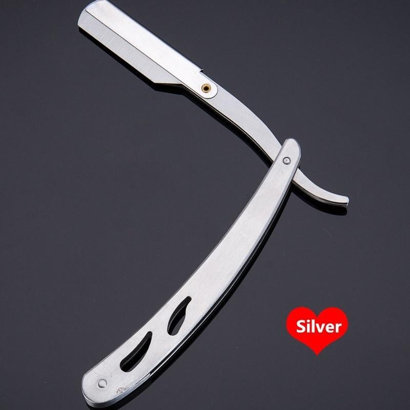 Новая модная бритва из нержавеющей стали с прямым лезвием, парикмахерская, ручная бритва для бритья, многоцветная пластиковая ручка для мужчин, 1 бритва + 10 лезвий