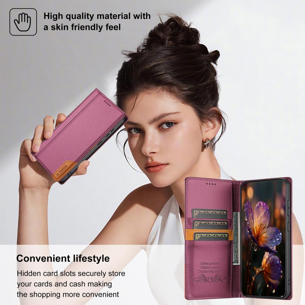 Магнитный откидной кожаный чехол-кошелек для Redmi Note 14 pro plus с функцией блокировки RFID - Премиальная обложка для телефона для Redmi Note 13