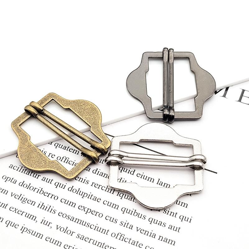 3Pcs Metal Two Slides Tri-Glide Buckles For Suit Vest Shoulder Leather Bag Strap Belt Slider Adjustment Rectangle Buckle