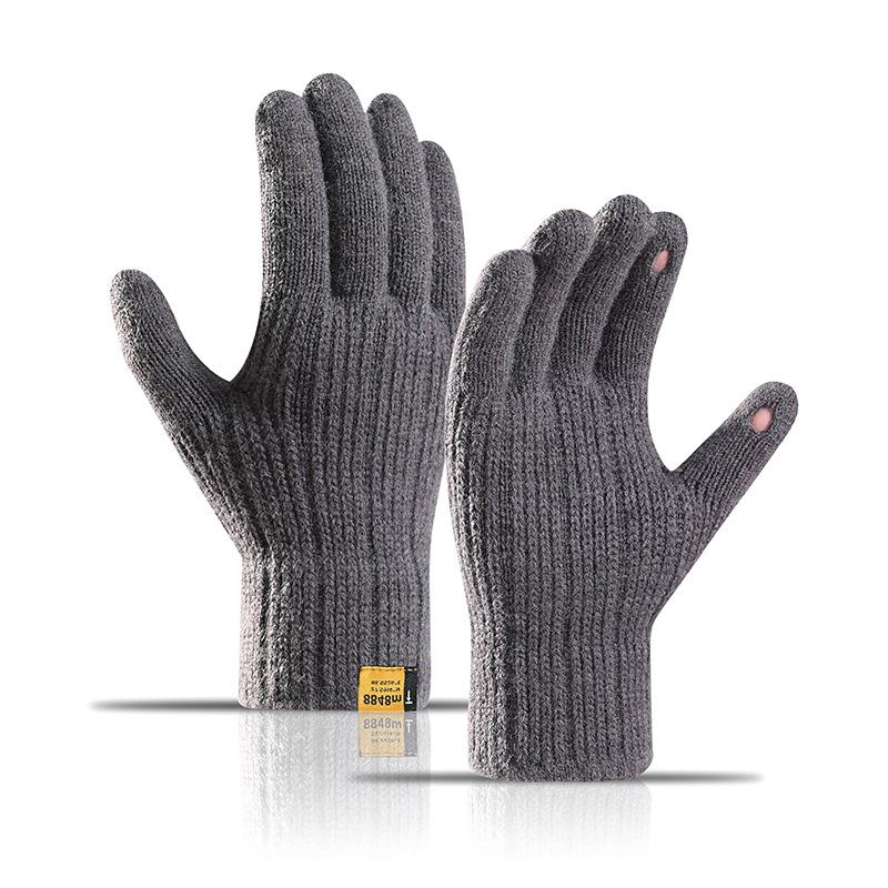 Зимние бархатные теплые перчатки для езды на велосипеде на открытом воздухе с сенсорным экраном мужские и женские шерстяные вязаные перчатки