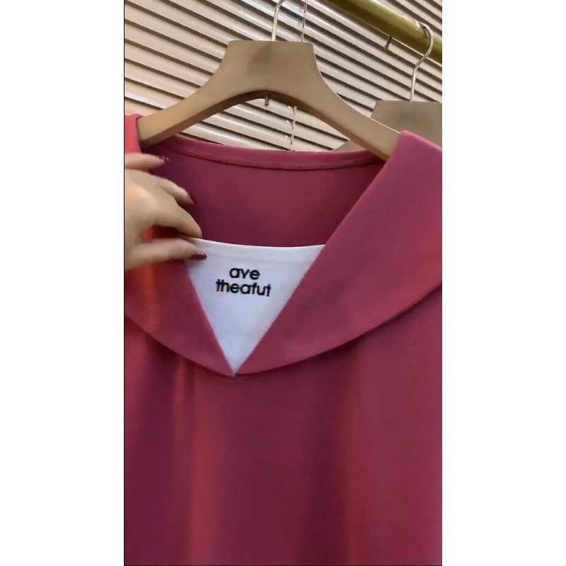 Plus Size Women Fake Two Piece Long Sleeve T Shirt Loose Fit Casual Top