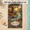 Forest Theme Soft Beach Towel Personalized Custom Name Text Towel Portable for Beach Pool Travel