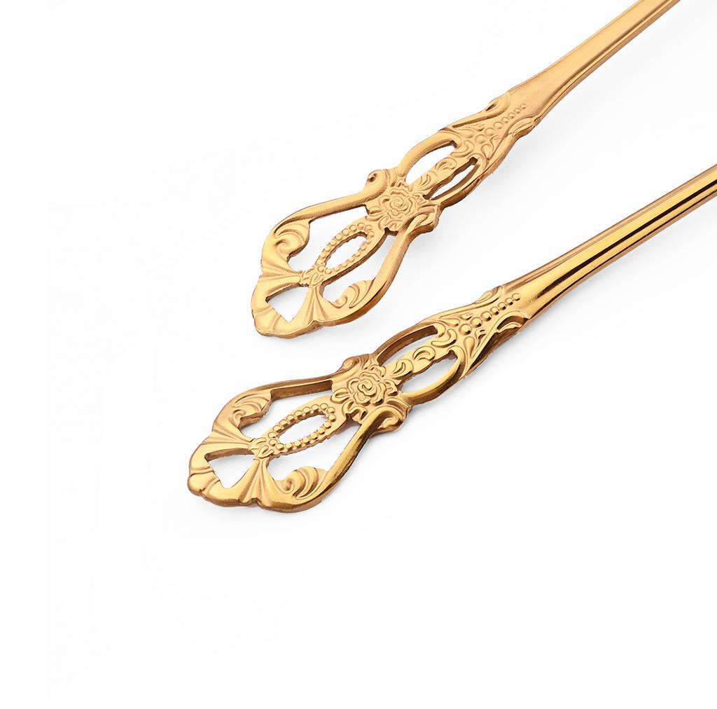 2Pcs Gold Stainless Steel Dessert Fork Dinnerware Flatware Cutlery Set Royal Salad Forks For Family