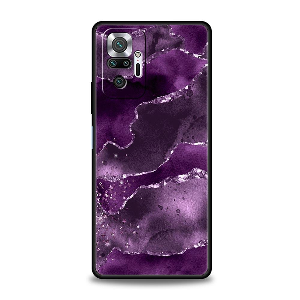 Мягкий ТПУ чехол для телефона Xiaomi Redmi Note 10 11 9 8 Pro 9S 7 8T 9T 9A 8A 9C K50 K40 Игровой чехол Темно-синий Блестящий Агат Мрамор
