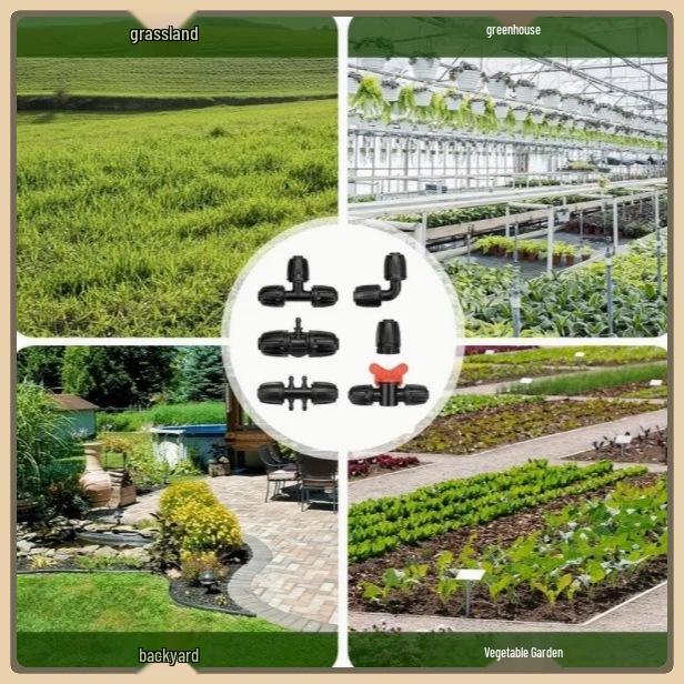 16мм ПЭ Труба Водосберегающие Ирригационные Фитинги: 4-точечный шланг, клапан, редукционный тройник, шестигранный штуцер, угловой соединитель