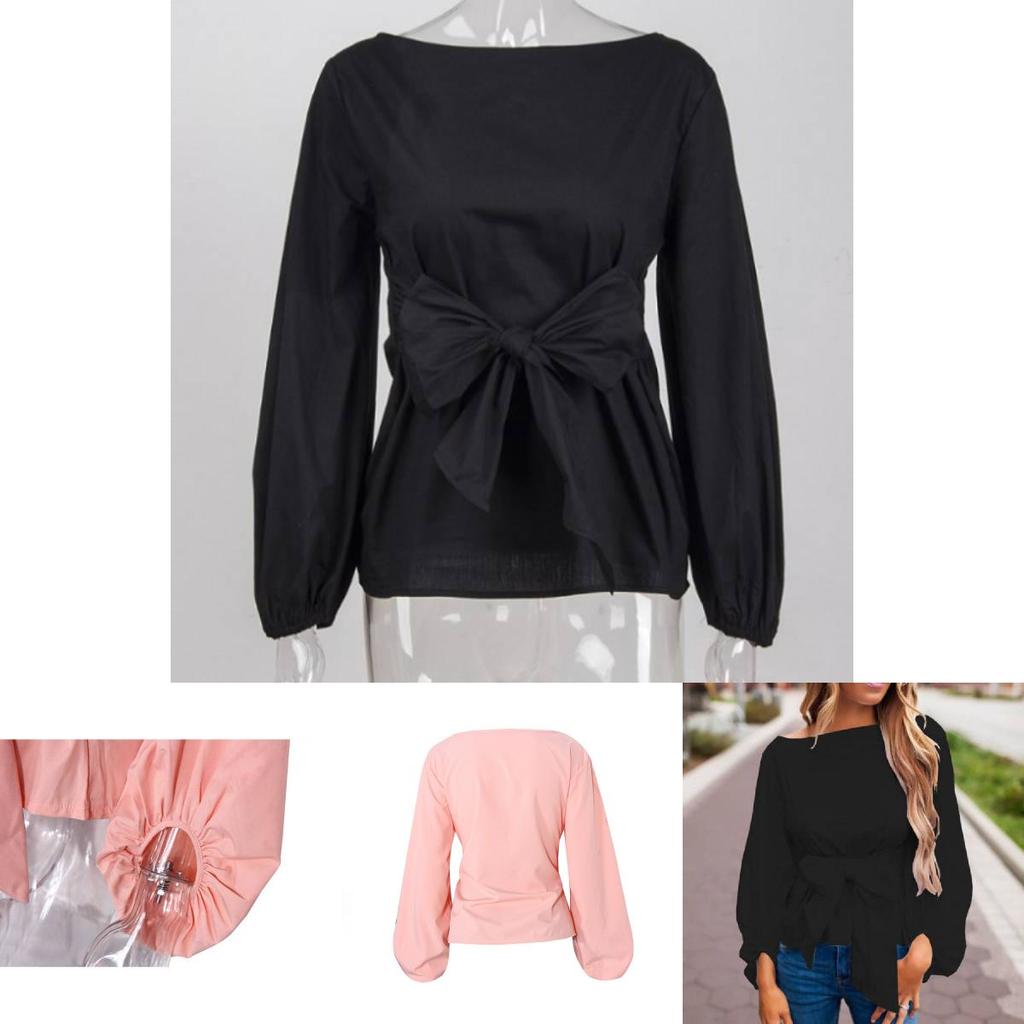 Модный свободный шифоновый топ с рукавами-фонариками и бантом для женщин, весна