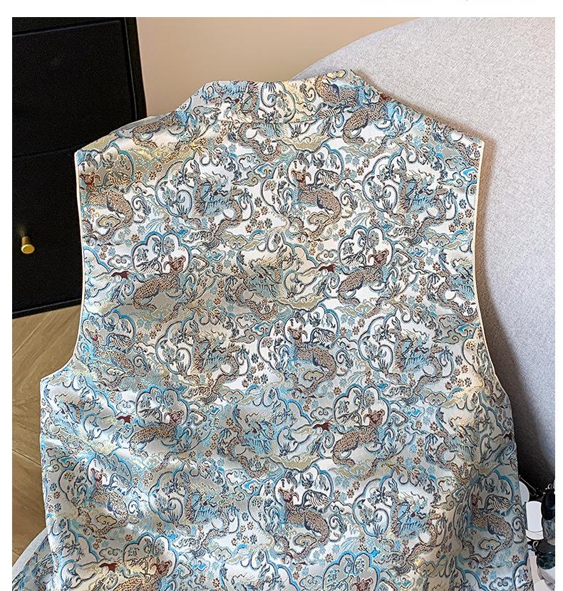 Элегантный жаккардовый жилет в китайском стиле - Новый женский безрукавный костюм Тан на весну/осень