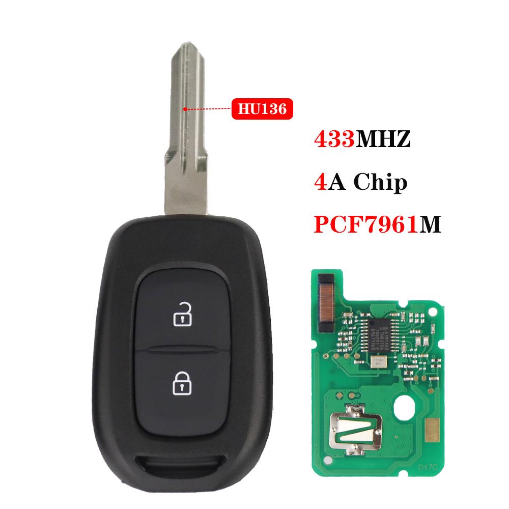 Remote Car Key For Renault Clio 4 Duster Sandero Symbol Kwid Dacia Logan Lodgy Dokker Trafic Master 433MHz 4A Chip No Logo Blade
