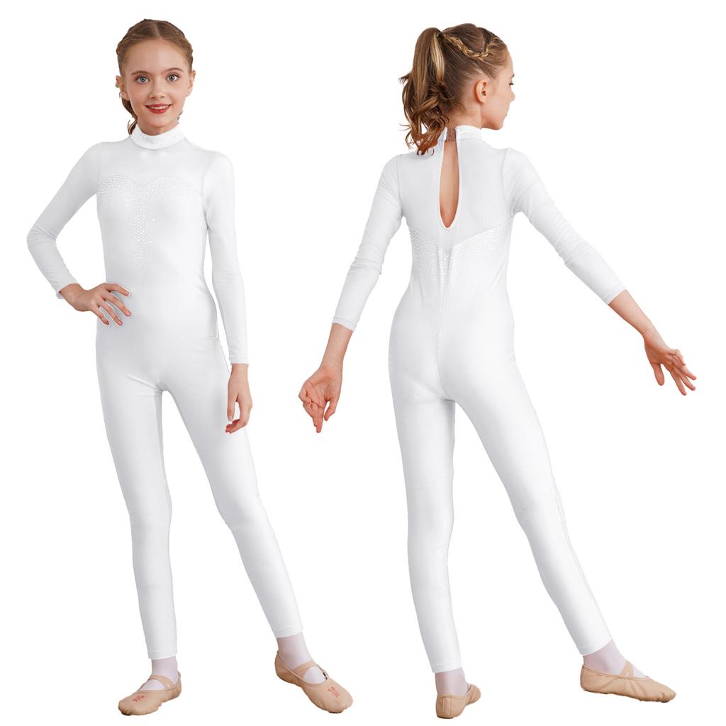 Kids Girls Long Sleeve Ballet Dance Gymnastics Leotard Jumpsuit Unitard Dancewear