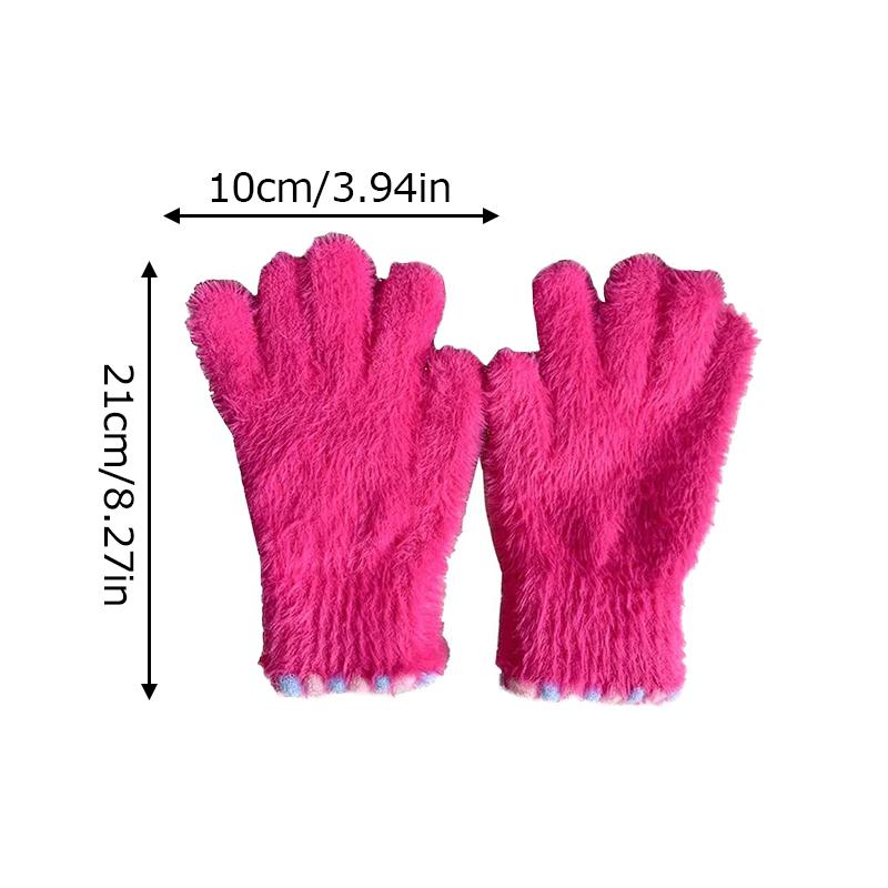 Женские зимние мягкие эластичные перчатки для сенсорных экранов, теплые вязаные перчатки с плюшевой подкладкой