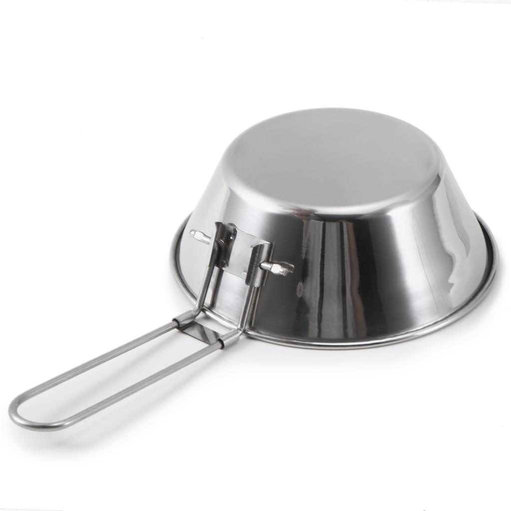 Чаша Lixada из нержавеющей стали со складной ручкой для кемпинга, пешего туризма, пикника