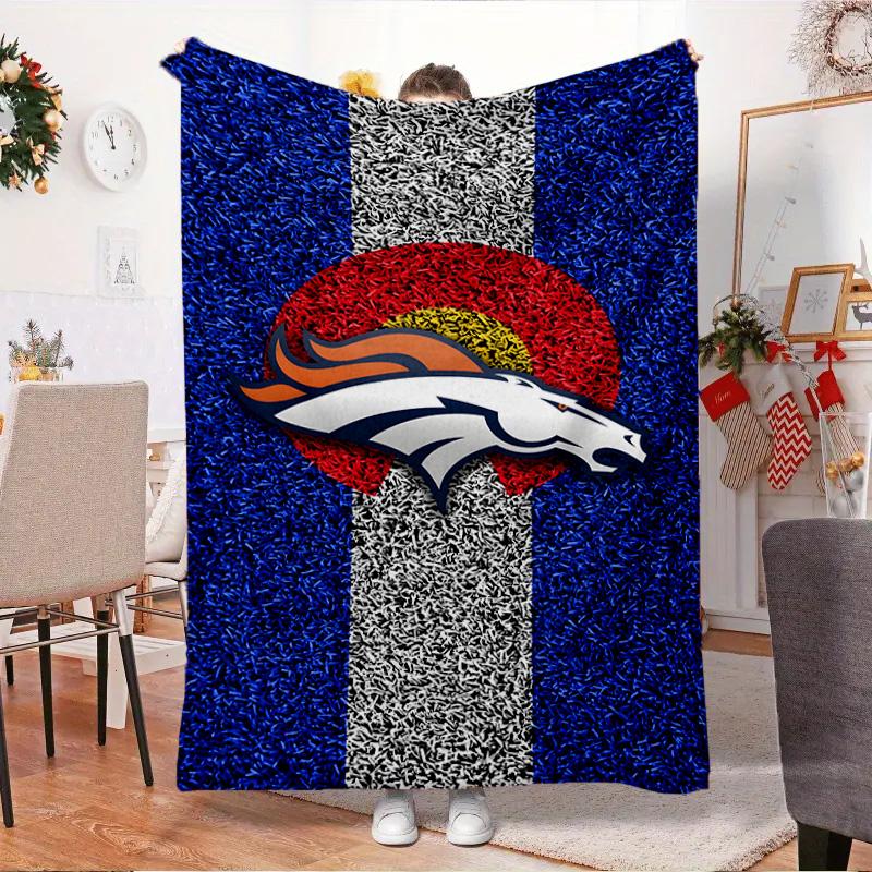 Denver Broncos Logo Blanket Outdoor Flannel Blanket for Camping, Hiking, Garden Parties, Picnic Essentials,gift for family and friends