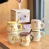 Милая керамическая кружка для молока фуфу, мультяшная чашка для питья для пары с крышкой и ложкой, офисная кофейная чашка, подарок на день рождения
