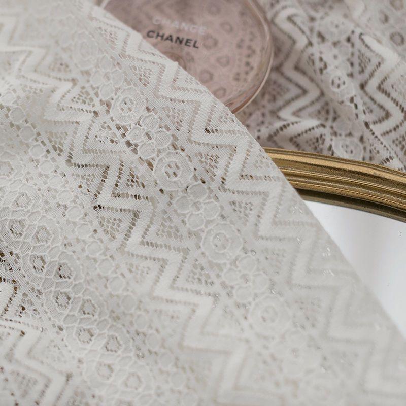 Retro Romantic White Lace Embroidered Mesh Knitted Chiffon Curtain - Top Pole Through Living Room Decoration Partition Curtain, Bedroom Window