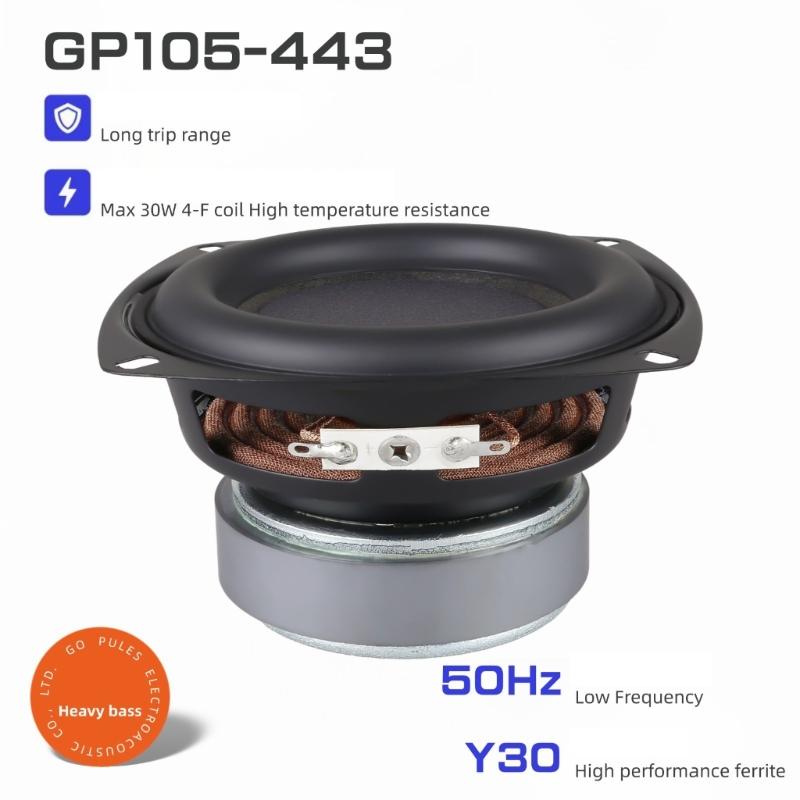 4Inch 30W Heavy Bass Speaker 25Core Voice Coil 4Ohm Impedance Neodymium Magnets System Subwoofer ABS Metal Housing