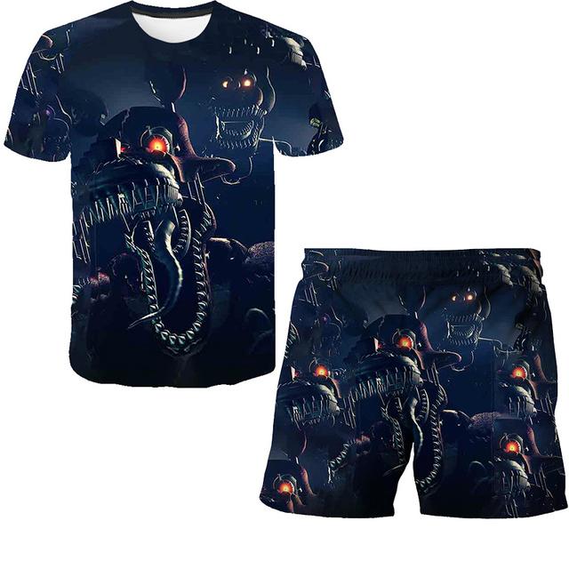 Summer Five Night At Freddy Clothing Suits 3D Printing Birthday Party Gifts Clothes Sets Boys Girls FNAF Cartoon Casual Outfits