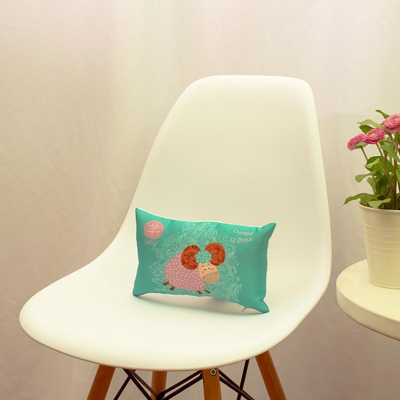Двенадцать знаков зодиака, сатиновый принт, подголовник для автомобиля, мультяшный, удобный, подушка для поясницы из ПП-хлопка, домашняя подушка