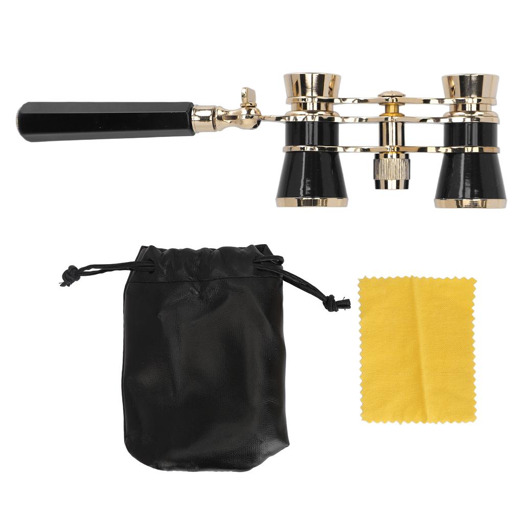 Opera Glasses Binoculars Center Focus Wheel Aluminum Alloy Chain 3X25 Theater Glasses Mini Binocular with Handle for Stage Play