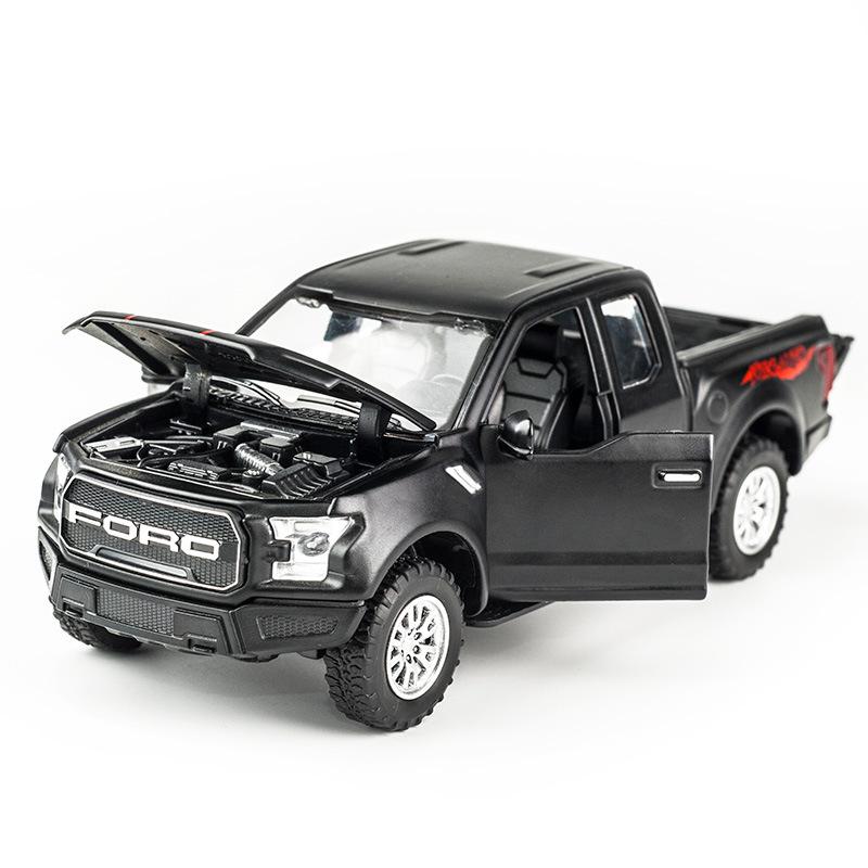 1:32 масштаба Ford Raptor F150, литая под давлением модель автомобиля из сплава, игрушечный автомобиль, грузовик со звуком и светом для детей, взрослых, подарочная коллекция