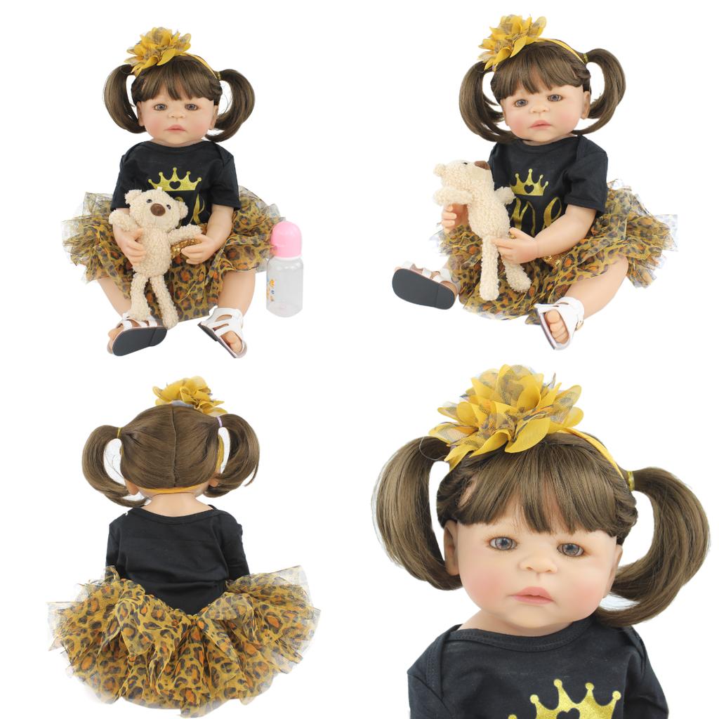 55 см полностью силиконовая кукла реборн для девочек, как настоящие длинные волосы, платье принцессы для малышей Bebe, Boneca, подарок на день рождения