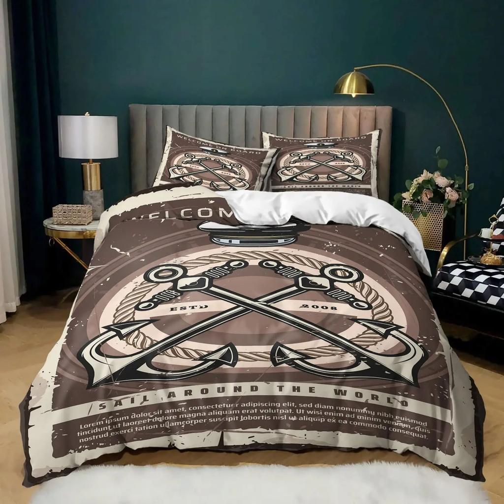 Комплект пододеяльника в морской тематике для спальни, постельное белье с принтом «Океанский мир», трехпредметный пододеяльник