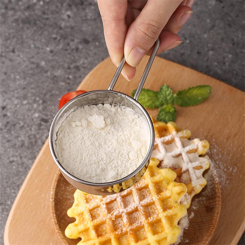 Сито для муки из нержавеющей стали с ручкой, 40 ячеек, круглый фильтр для кофе, сахара, пудры, шейкеры, инструменты для выпечки