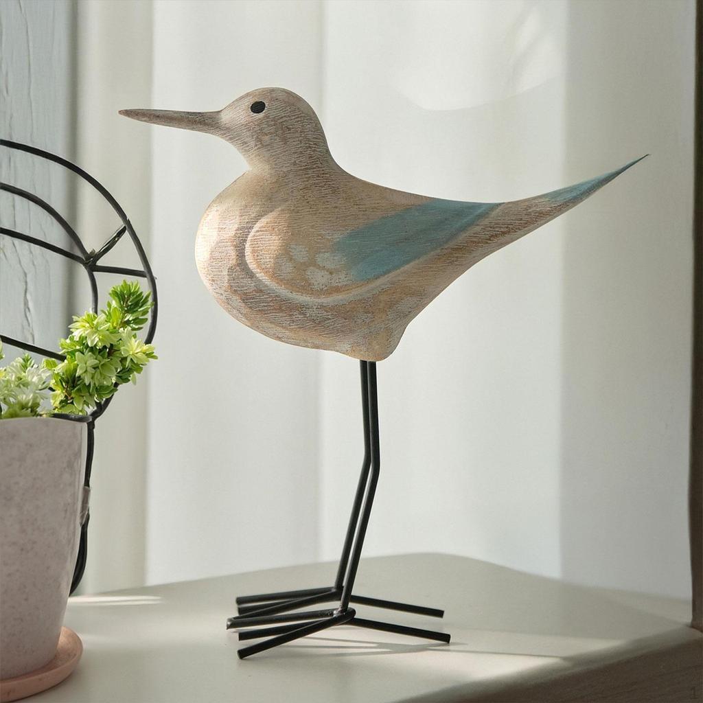 Sea Bird Figurine Tabletop Ornament Art Crafts Collection Retro Wooden Sculpture Decorative Statue