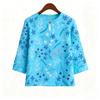 Casual Blouse, Vintage Style, For Women, Floral Print, O Neck, Three Tribal Sleeves, Elegant Loose Top, Made of Elastic Hem