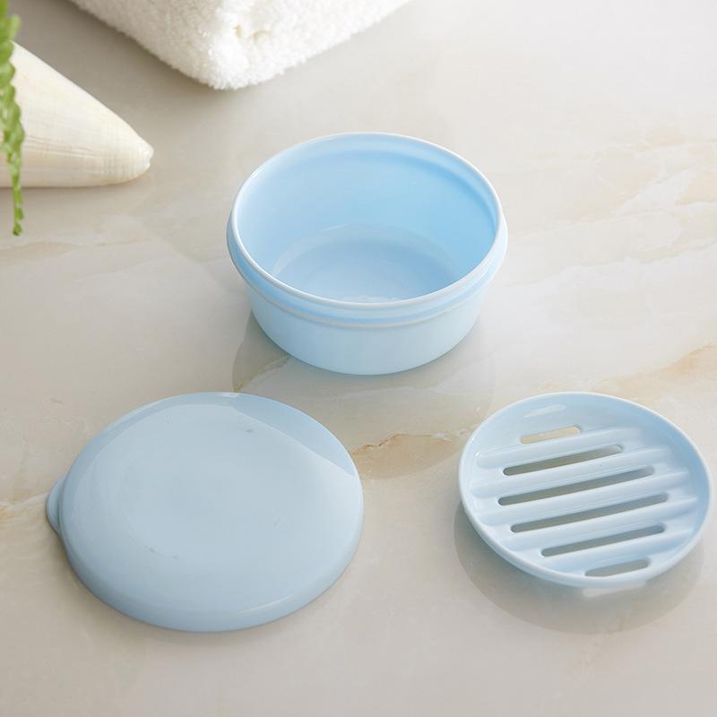 1Pc Circular Soap Box Creative Pp Waterproof Sealed Portable Soap Box Cover Drainage Soap Rack Supplies