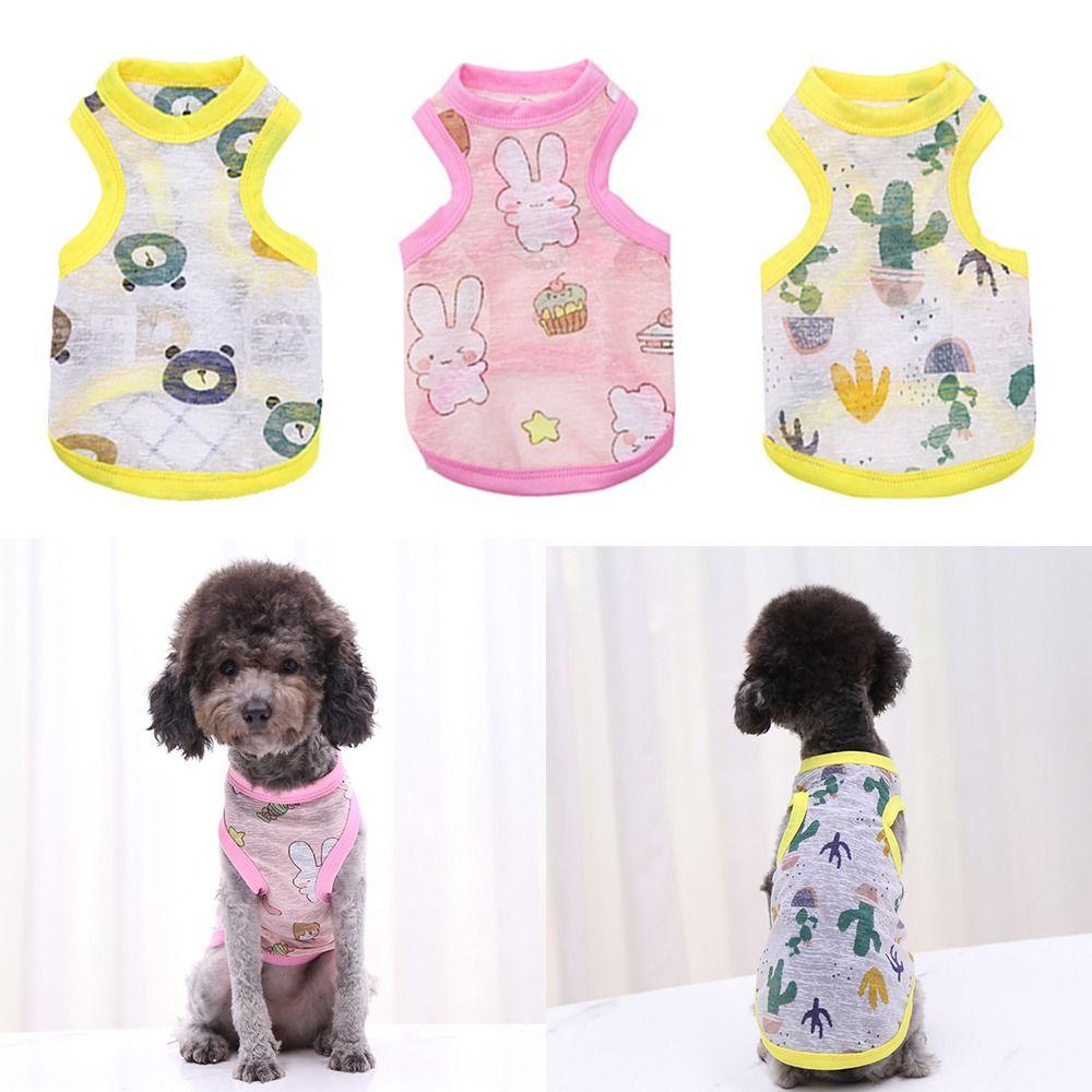 Cartoon Rabbit Bear Pattern Cat Shirt Breathable Puppy T-shirt Cute Dog Clothing for Pets