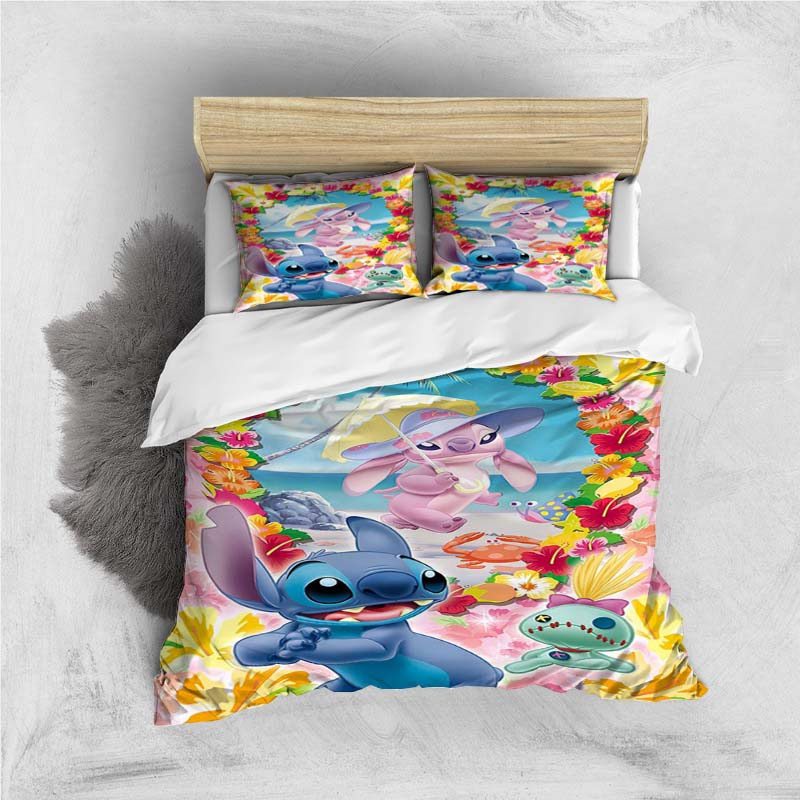 Mini Kawaii (Stitch) Bedding Set, Cartoon Duvet Cover and Pillowcases, Soft and Comfortable, Customizable.