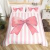 Dreamy Pink Bow Duvet Cover Queen King Size Princess Style Cute Bow Print Suitable For Kids Girls Teens Bedroom Decoration 3 Pcs