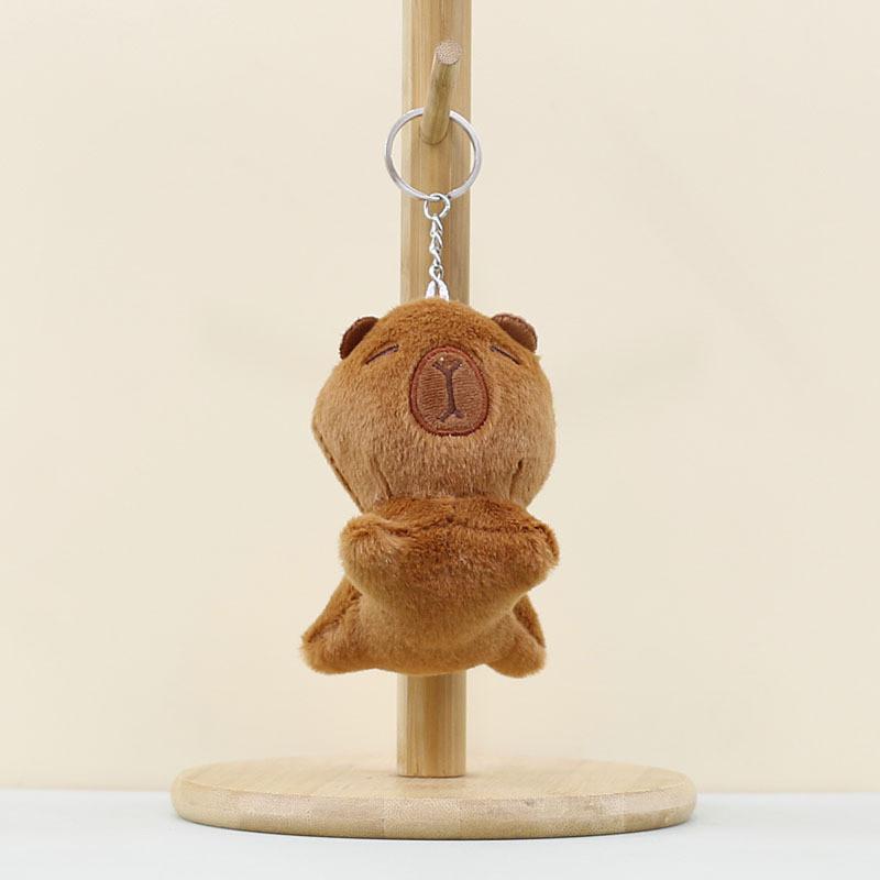 Cute Capybara Plush Toy Soft Short Velvet Animal Backpack Accessory For Kids