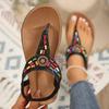 Fashion Fashion Mix Color Bohemian Sandals for Women 2025 New Clip-Toe Flat Heels Gladiator Shoes Woman Pu Leather Non-Slip Sandals