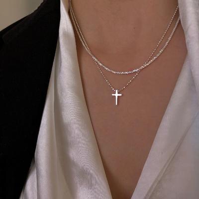 Модная Многослойная Сияющая Цепочка-Колье с Крестом на Ключицы для Мужчин и Женщин Повседневное Украшение Вечеринка Подарки на День Рождения Ювелирные Изделия