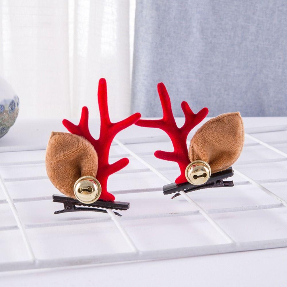 2Pcs Hair Accessories Christmas Hair Clips Kawaii Cartoon Barrettes Hair Pin Elk Ear Hairpin Party