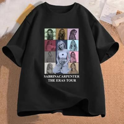 Мерч Футболка с коротким рукавом Уличная одежда Женская одежда Винтажная Sabrina Carpenter Футболка Eras Tour Поп-музыка