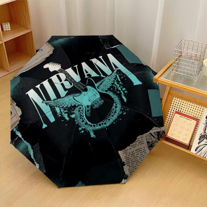 Принт Nirvana 8?Автоматический зонт с ребрами, ветрозащитный, легкий, складной, для путешествий на открытом воздухе