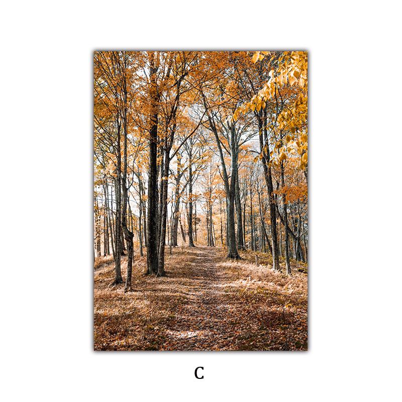 Landscape Flower Picture Canvas Painting Wall Art Autumn Scenery Pumpkin Leaves Poster and Print for Modern Home Wall Decor
