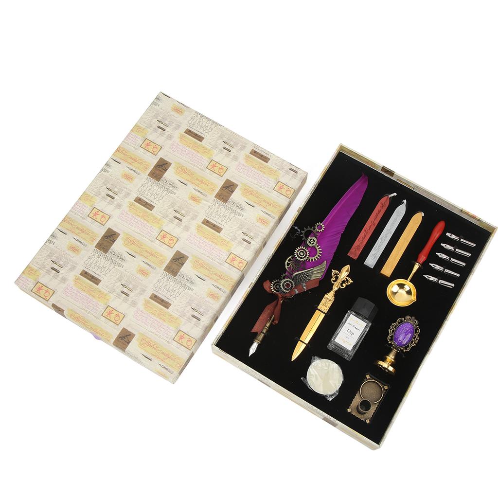  Набор ручек Vintage Dip Quill Pen Gift Set с 5 перьями для письма рисования практики Cal