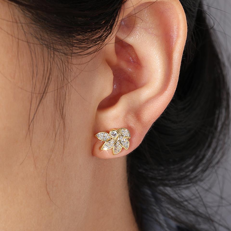 ZAKOL Изысканные Романтичные Серьги-пусеты Лист Цветок с CZ Блестящие Микропаве Цирконии Дизайнерские Цирконы Подарки для Женщин