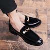 Nightclub Party Casual Slip-On Shoes Men's PU Leather Loafers Comfortable Dress Shoes Men Pointy Toe Formal Business Footwear