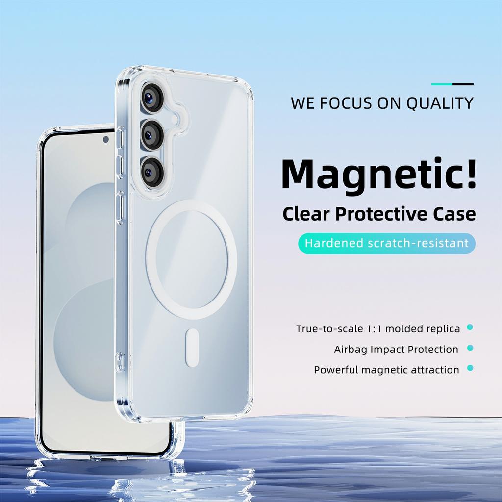 For Samsung Galaxy S25+ Case Compatible with MagSafe Anti Scratch Clear TPU PC Phone Back Cover