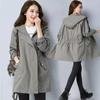 Women's Spring and Summer Light Hooded Jacket Zipper Large Size Loose Long Jacket
